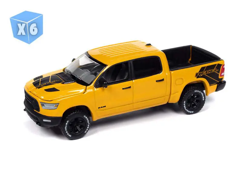 6 Pack 2023 Dodge Ram Rebel Havoc Edition – Baja Yellow Diecast 1:64 Scale Model - Auto World Awsp164a 1