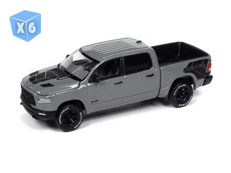 6 Pack 2023 Dodge Ram Rebel Lunar Edition – Grey Diecast 1:64 Scale Model - Auto World Awsp164b 1