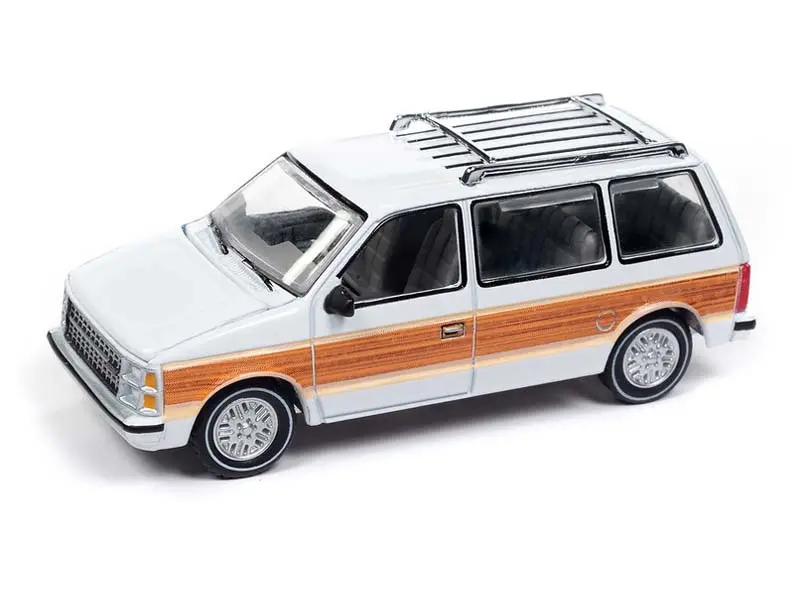 1985 Dodge Caravan – White (Premium 2024 Release 2 Version A) Diecast 1:64 Scale Model - Auto World Awsp167a 1