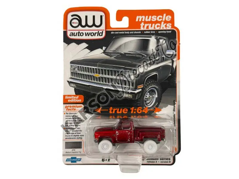Chase 1981 Chevrolet Silverado Stepside Pickup - Medium Graystone Poly (Premium 2024 Release 3) Diecast 1:64 Scale Model - Auto World Awsp179b 1
