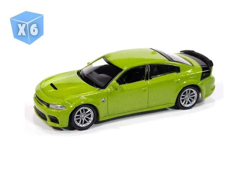 6 Pack 2023 Dodge Charger Swinger R/T Scat Pack – Sublime (Premium 2024 Release 3) Diecast 1:64 Scale Model - Auto World Awsp181a 1