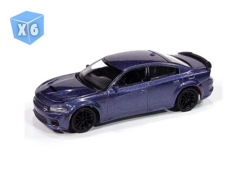 6 Pack 2023 Dodge Charger Swinger R/T Scat Pack – Plum Crazy (Premium 2024 Release 3) Diecast 1:64 Scale Model - Auto World Awsp181b 1