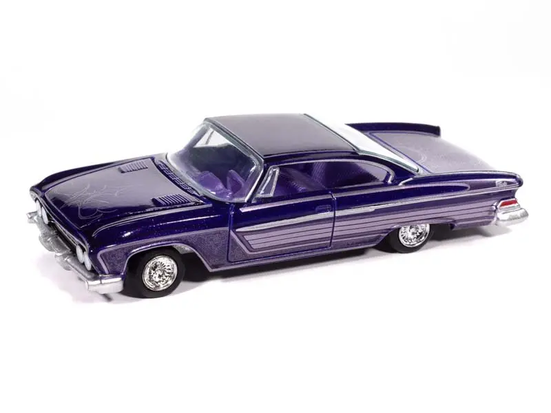1961 Dodge Phoenix Lowrider Purple Sky Metallic W/ Lowrider Graphics Diecast 1:64 Scale Model - Auto World Awsp195b 1