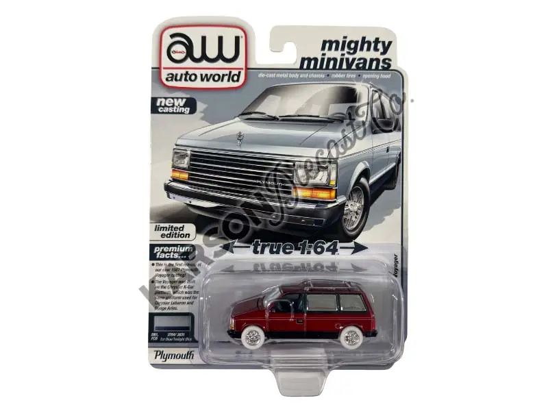 Chase 1987 Plymouth Voyager Ice Blue Poly 2-Tone W/ Twilight Blue Poly Diecast 1:64 Scale Model - Auto World Awsp197a 1