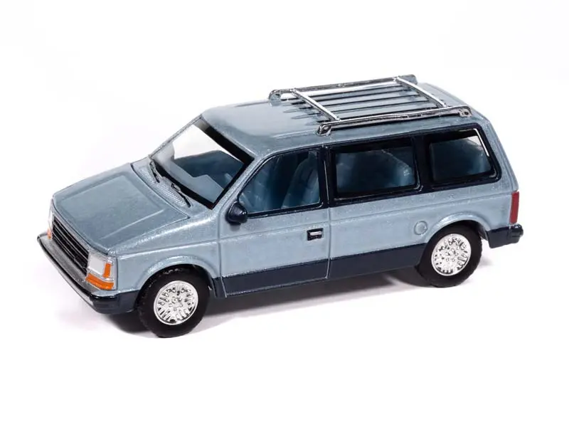 1987 Plymouth Voyager Ice Blue Poly 2-Tone W/ Twilight Blue Poly Diecast 1:64 Scale Model - Auto World Awsp197a 1