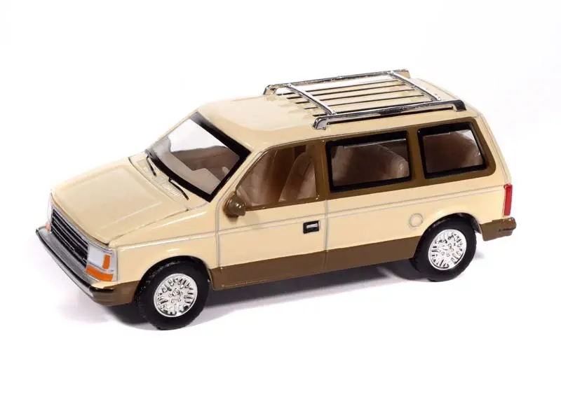 1987 Plymouth Voyager Light Cream 2-Tone W/ Golden Bronze Diecast 1:64 Scale Model - Auto World Awsp197b 1