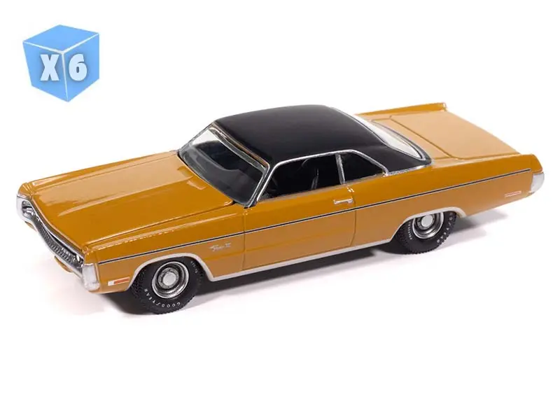 6 Pack 1971 Plymouth Fury Iii - Bahama Yellow Diecast 1:64 Scale Model - Auto World Awsp204a 1