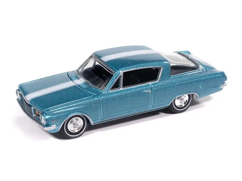 1965 Plymouth Barracuda Formula S - Medium Turquoise Poly W/ White Stripe Diecast 1:64 Scale Model - Auto World Awsp207a 1