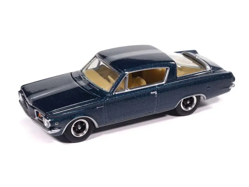 1965 Plymouth Barracuda Formula S - Dark Blue Poly W/ Silver Stripe Diecast 1:64 Scale Model - Auto World Awsp207b 1