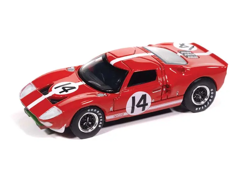 1965 Ford Gt40 #14 - Red W/ White Stripes Diecast 1:64 Scale Model - Auto World Awsp208a 1