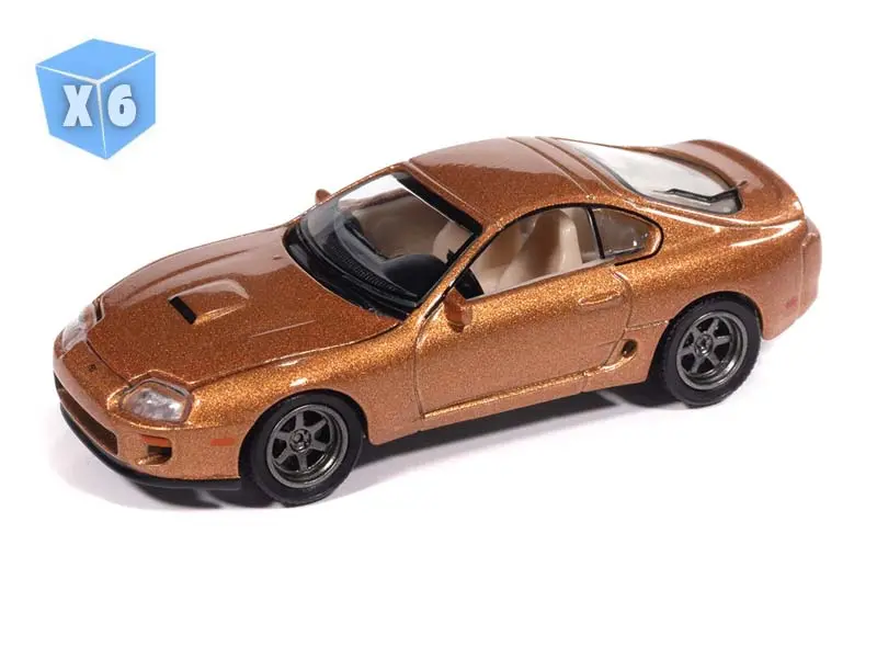 6 Pack 1998 Toyota Supra - Sedona Sunset Metallic Diecast 1:64 Scale Model - Auto World Awsp209a 1
