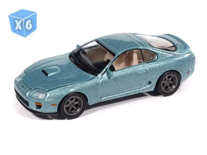 6 Pack 1998 Toyota Supra - Caribbean Green Diecast 1:64 Scale Model - Auto World Awsp209b 1