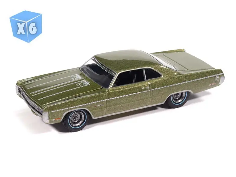 6 Pack 1971 Plymouth Sport Fury Gt - Amber Sherwood Poly Diecast 1:64 Scale Model - Auto World Awsp211a 1