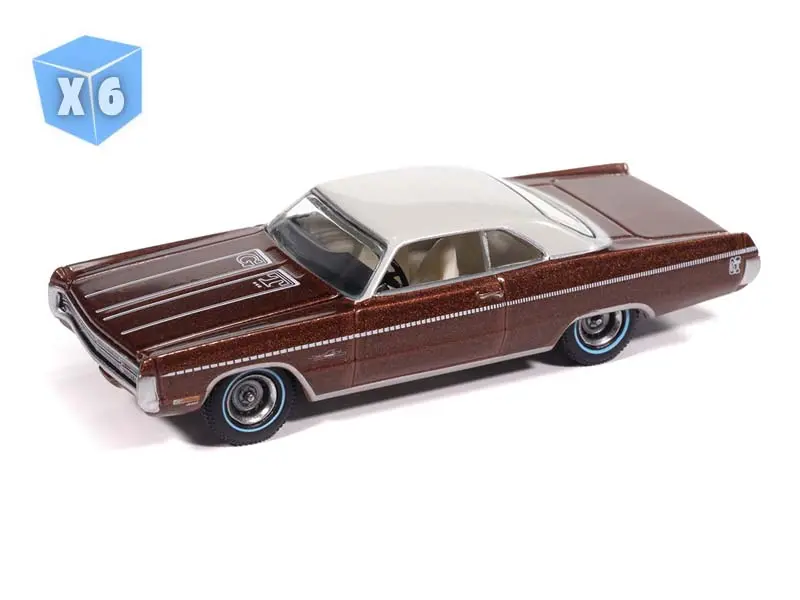 6 Pack 1971 Plymouth Sport Fury Gt - Autumn Bronze Poly Diecast 1:64 Scale Model - Auto World Awsp211b 1