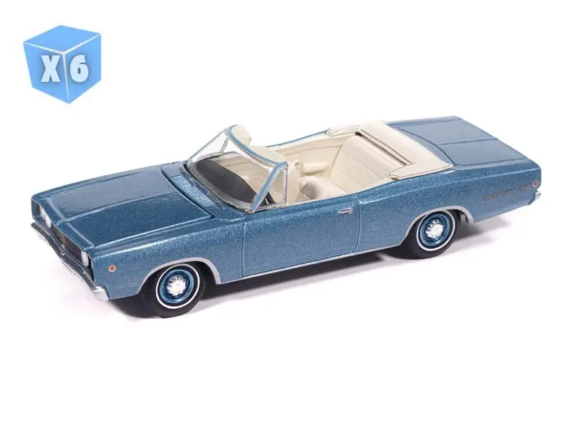 6 Pack 1968 Dodge Coronet 500 Convertible - Pale Blue Poly Diecast 1:64 Scale Model - Auto World Awsp212a 1