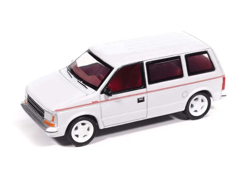 1989 Plymouth Voyager Turbo - Bright White Diecast 1:64 Scale Model - Auto World Awsp213a 1