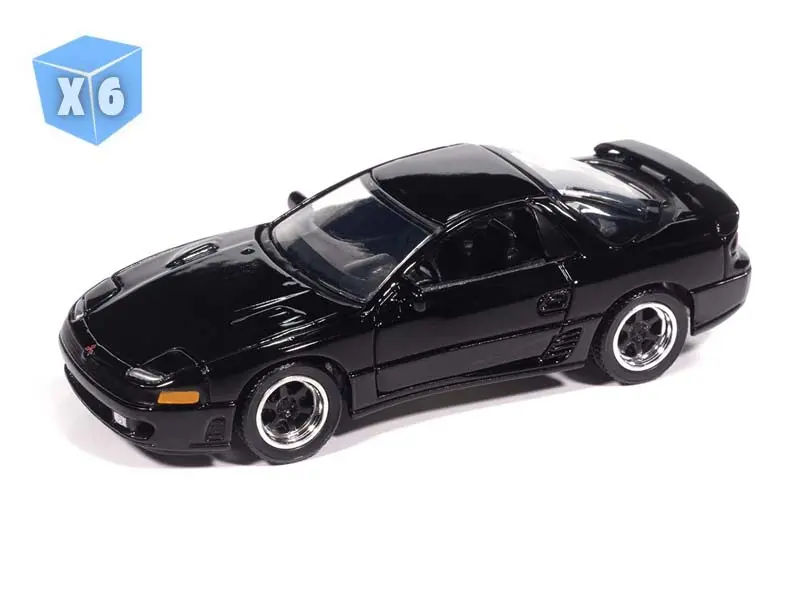 6 Pack 1993 Mitsubishi 3000Gt Vr-4 - Albany Black Pearl Pearl Diecast 1:64 Scale Model - Auto World Awsp214a 1