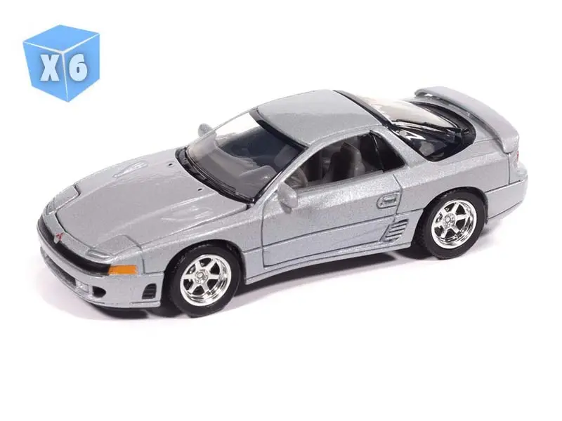 6 Pack 1993 Mitsubishi 3000Gt Vr-4 - Zurich White Pearl Diecast 1:64 Scale Model - Auto World Awsp214b 1
