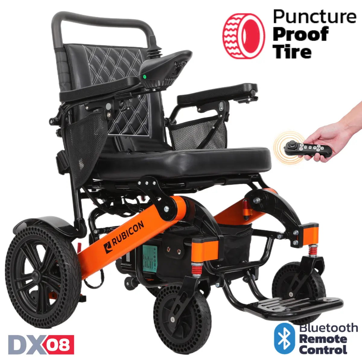 Rubicon Dx08 - All Terrain & Heavy Duty Electric Wheelchair: Extra Durable, Long-Range, Foldable & Lightweight | Premium Dual Motor, Power Wheelchair 1