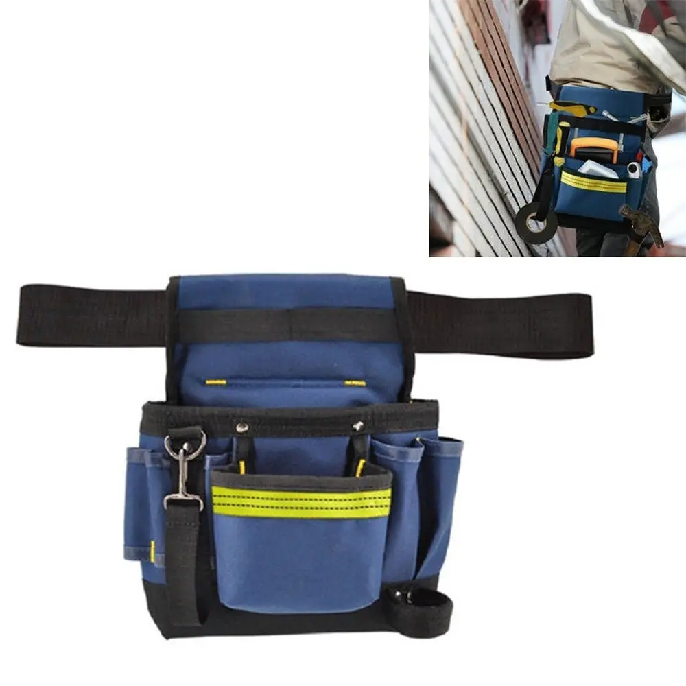Electrician Maintenance Adjustable Multi-Pocket Hardware Tool Belt Bag Multi-Function Storage Bag, Blue 1