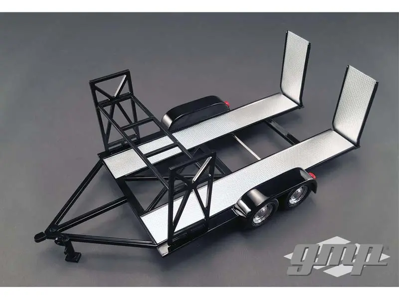 Pre-Order Tandem Car Trailer W/ Tire Rack - Black Diecast 1:18 Scale Model - Gmp 18820 1