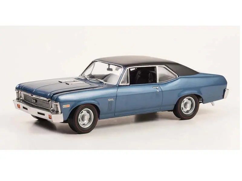 Pre-Order 1969 Chevrolet Nova - Blue W/ Black Vinyl Top Diecast 1:18 Scale Model - Gmp 18973 1
