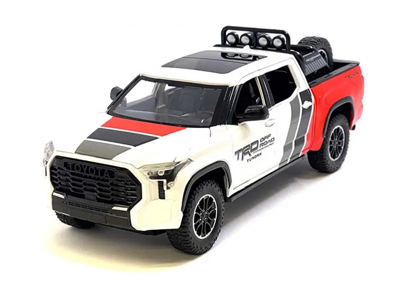 2023 Toyota Tundra Trd Off-Road Custom – White W/ Grey, Black, And Red Diecast 1:24 Scale Model - H08555-Mjs03 1