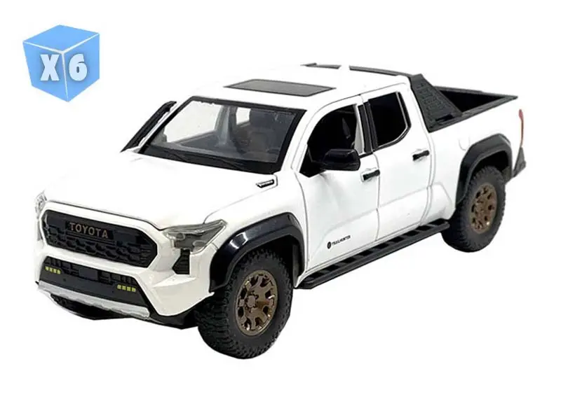 6 Pack 2024 Toyota Tacoma Trailhunter Edition – White (Limited Edition) Diecast 1:24 Scale Model - Mijo H08777wh 1