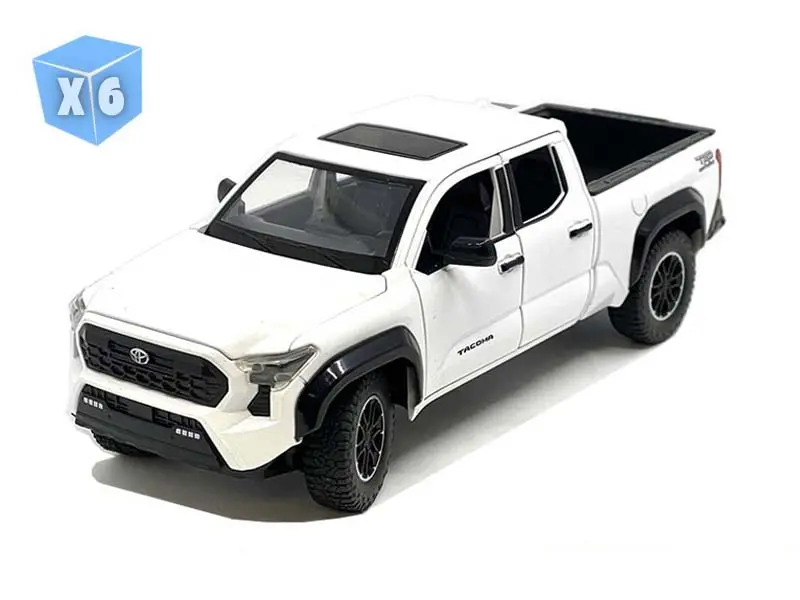 6 Pack 2024 Toyota Tacoma Trd Off-Road Edition – White (Limited Edition) Diecast 1:24 Scale Model - Mijo H08778wh 1