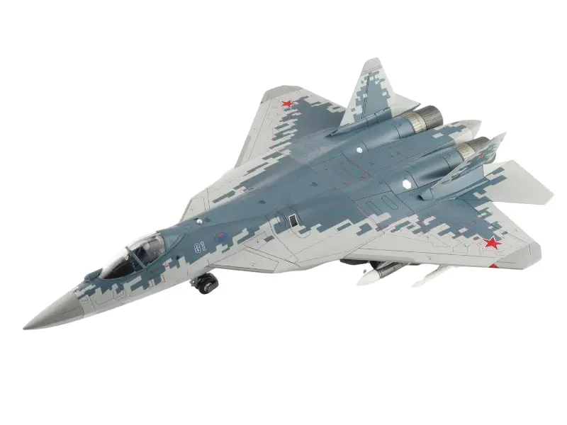 Sukhoi Su-57 Stealth Fighter 01 Blue Russian Air Force 2019 (W/ 2 X R-77 And 2 X R-37 Missiles)  Diecast 1:72 Scale Model - Hobby Master Ha6806 1