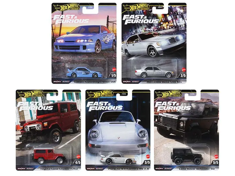 Fast & Furious Premium 2024 G Assortment Set Of 5 Diecast 1:64 Scale Models - Hot Wheels Hnw46-956G 1