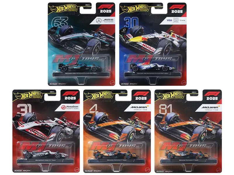 Pre-Order F1 2025 Racing Premium J Assortment Set Of 8 Diecast 1:64 Scale Models - Hot Wheels Hrv11-956J 1