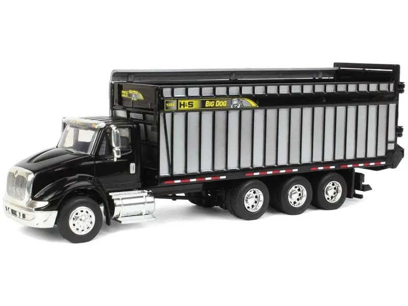 International 8600 Truck W/ H&S Big Dog Forage Box - Black Diecast 1:64 Scale Model - Spec Cast Hsm002 1
