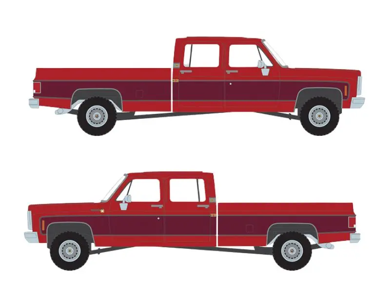 Pre-Order 1979 Chevrolet Scottsdale K20 - Carmine Red & Dark Carmine Red Diecast 1:64 Scale Model - Ixo America Ia64013 1