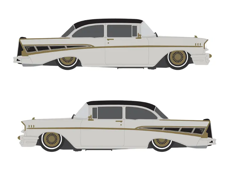 Pre-Order 1957 Chevrolet Bel Air - Lowrider - Gray Diecast 1:64 Scale Model - Ixo Ia64014 1