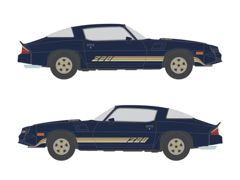 Pre-Order 1981 Chevrolet Camaro Z28 - Dark Blue Metallic W/ Gold Striping Diecast 1:64 Scale Model - Ixo Ia64018 1