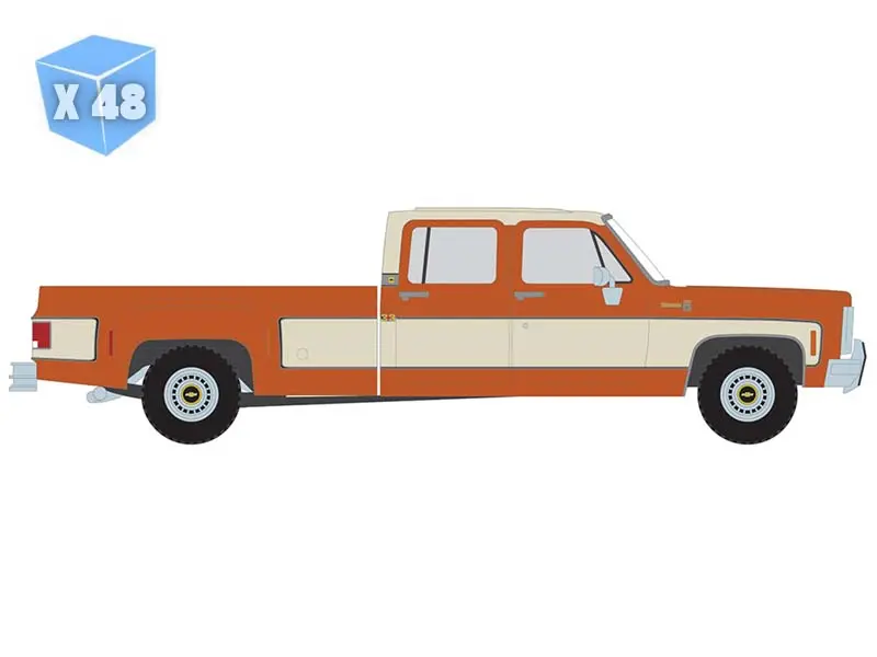 Pre-Order - 48 Pack 1975 Chevrolet K30 Crew Dab Dually - Grecian Bronze And Santa Fe Tan Deluxe Two-Tone Diecast 1:64 Scale Model - Ixo Ia64019 1