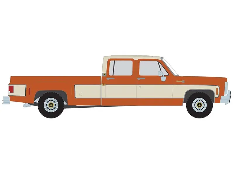 Pre-Order 1975 Chevrolet K30 Crew Dab Dually - Grecian Bronze And Santa Fe Tan Deluxe Two-Tone Diecast 1:64 Scale Model - Ixo Ia64019 1
