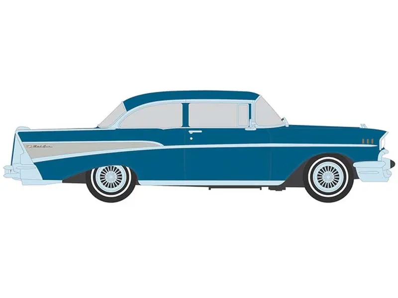 Pre-Order 1957 Chevrolet Bel Air Sedan W/ Continental Kit - Harbor Blue Diecast 1:64 Scale Model - Ixo Ia64021 1