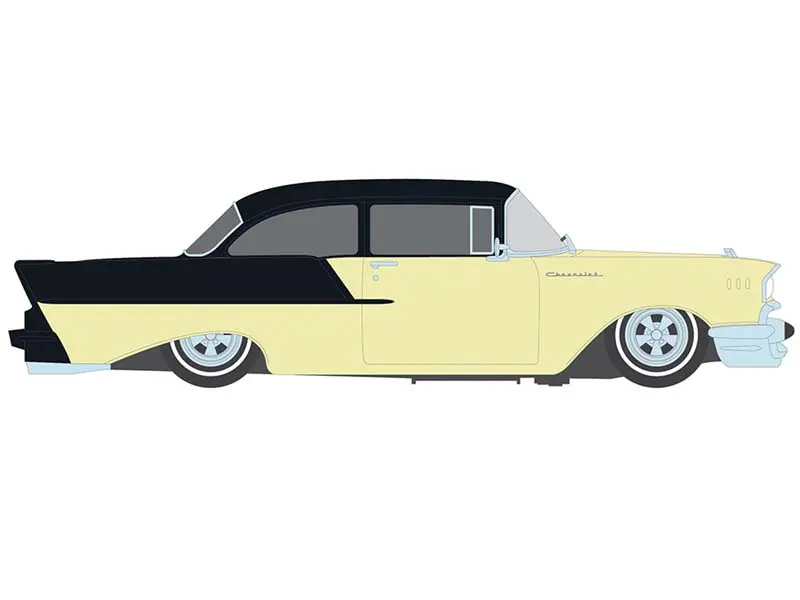 Pre-Order 1957 Chevrolet One-Fifty - Lowered - Colonial Cream And Onyx Black Diecast 1:64 Scale Model - Ixo Ia64022 1