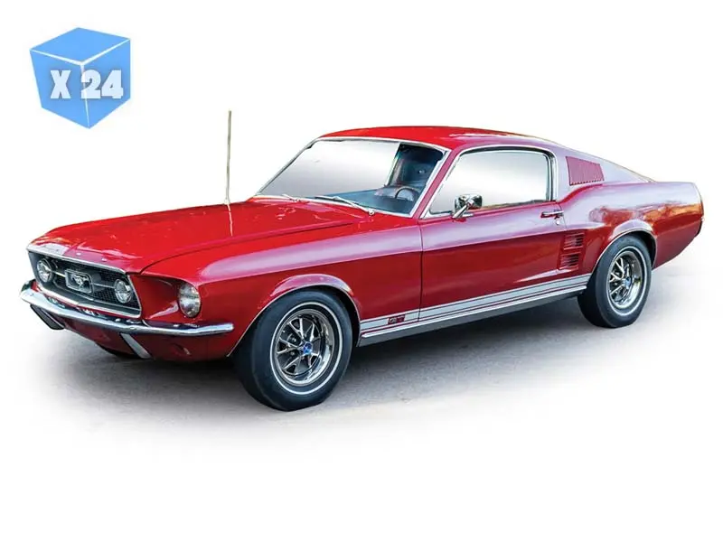 Pre-Order - 24 Pack 1967 Ford Mustang Gta Fastback - Candy Apple Red Diecast 1:64 Scale Model - Ixo Ia64033 1