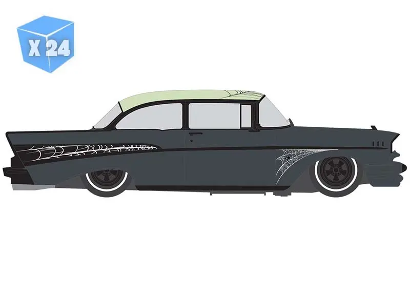 Pre-Order - 24 Pack 1957 Chevrolet Bel Air - Lowrider - Halloween Diecast 1:64 Scale Model - Ixo Ia64040 1