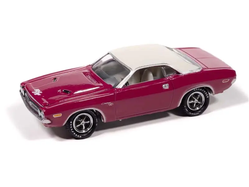 1971 Dodge Challenger R/T Panther Pink W/ White Top Diecast 1:64 Scale Model - Johnny Lightning Jlcg033a 1