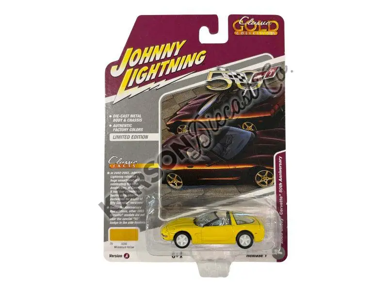 Chase 2003 Chevrolet Corvette 50Th Anniversary - Millennium Yellow Diecast 1:64 Scale Model - Johnny Lightning Jlcg033a 1
