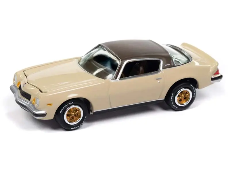 1975 Chevrolet Camaro - Cream Beige W/ Brown Roof Diecast 1:64 Scale Model - Johnny Lightning Jlcg033b 1