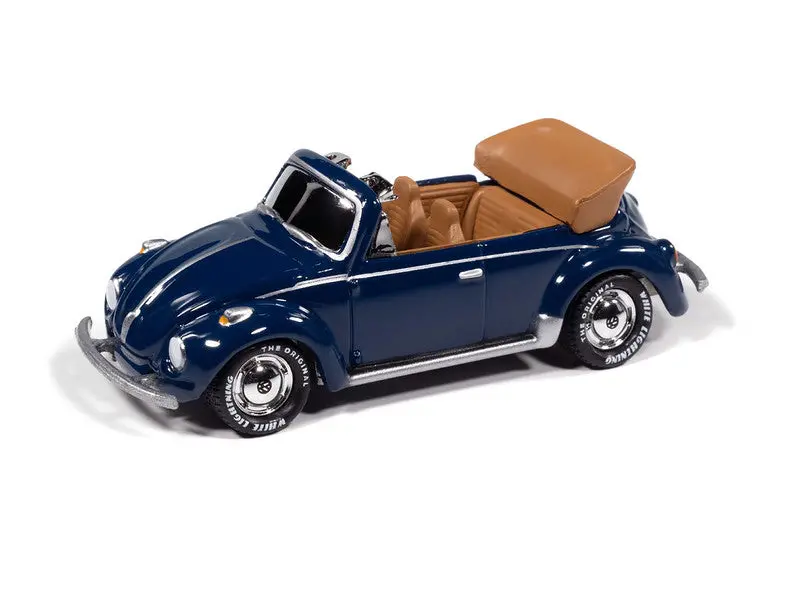 1975 Volkswagen Super Beetle Convertible - Delft Blue Diecast 1:64 Scale Model - Johnny Lightning Jlcg034a 1