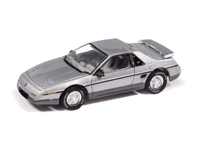 1985 Pontiac Fiero Gt - Light Gray Poly W/ Dark Silver Lower Diecast 1:64 Scale Model - Johnny Lightning Jlcg034a 1