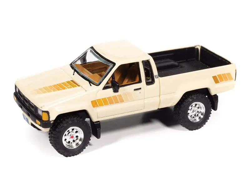 1985 Toyota Sr5 Pickup - Ivory W/ Brown Stripes Diecast 1:64 Scale Model - Johnny Lightning Jlcg034a 1