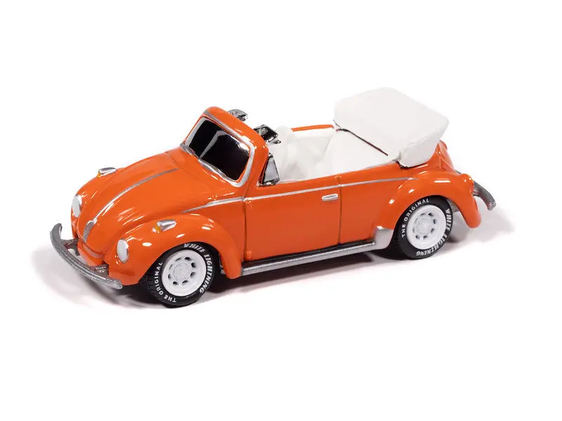 1975 Volkswagen Super Beetle Convertible - Pumpkin Orange Diecast 1:64 Scale Model - Johnny Lightning Jlcg034b 1