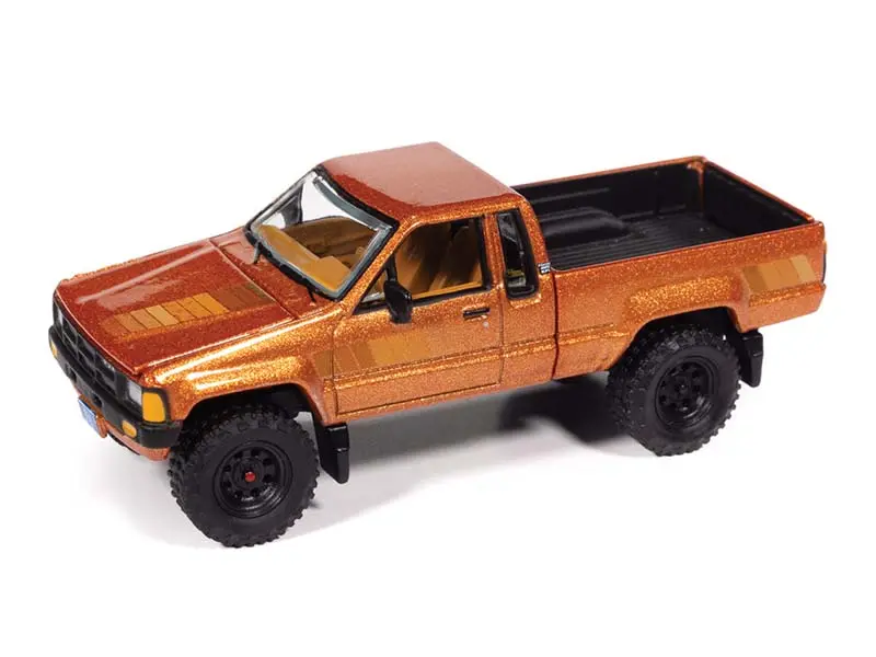 1985 Toyota Sr5 Pickup - Bright Gold Poly W/ Brown Stripes Diecast 1:64 Scale Model - Johnny Lightning Jlcg034b 1